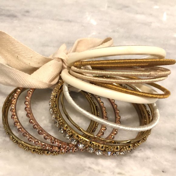 Stacking set of gold tone bangle bracelets by Amrita Singh - Picture 5 of 5